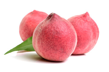 ripe red peach on white background