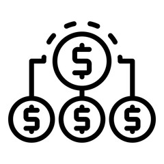 Money segmentation icon. Outline money segmentation vector icon for web design isolated on white background