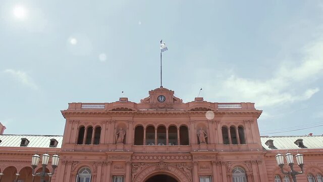 The Casa Rosada Presidential Palace in Buenos Aires, Argentina. 4K Resolution.