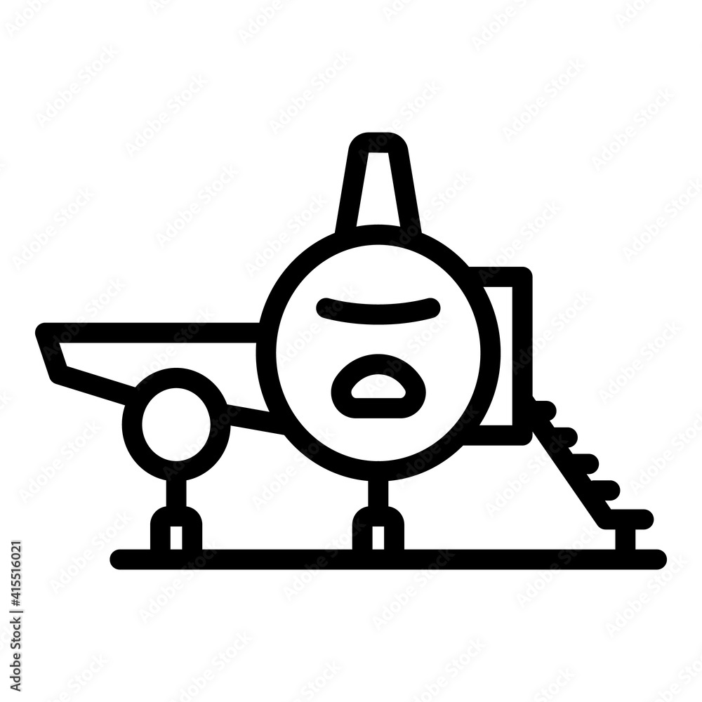 Poster boarding on plane icon. outline boarding on plane vector icon for web design isolated on white backg