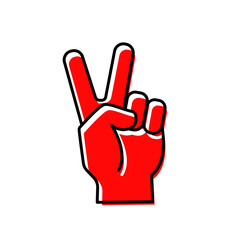 Hand showing victory sign. Linear style. Isolated on a white background. Vector graphics.
