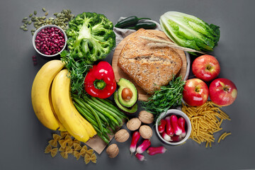 High Fiber Foods., Healthy balanced dieting concept