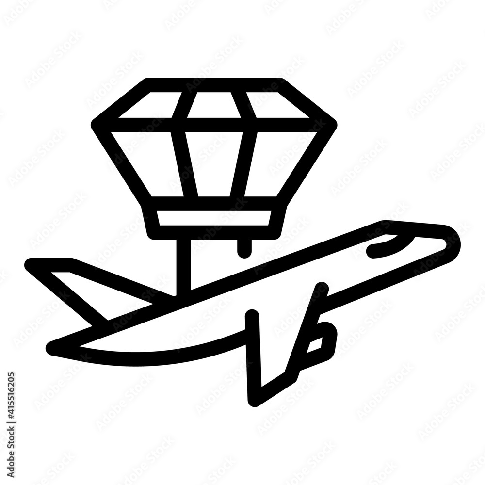Poster control tower and plane icon. outline control tower and plane vector icon for web design isolated on