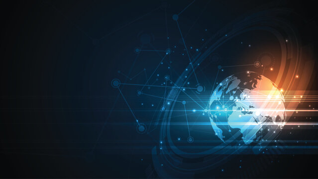 Global network connection World map abstract technology background global business innovation concept
