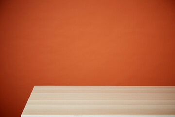 Empty top wooden table on color background. For product display