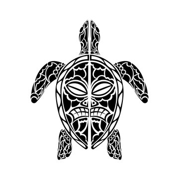 Maori turtle tattoo design. Isolated. Vector.