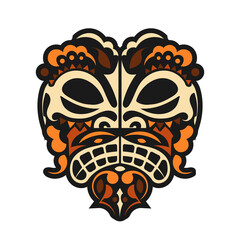 Native New Zealand. Maori. Tattoo on the face. Mask. Vector illustration.