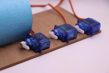 Micro servo used in prototyping project. Group of 3 micro servo used in arduino project