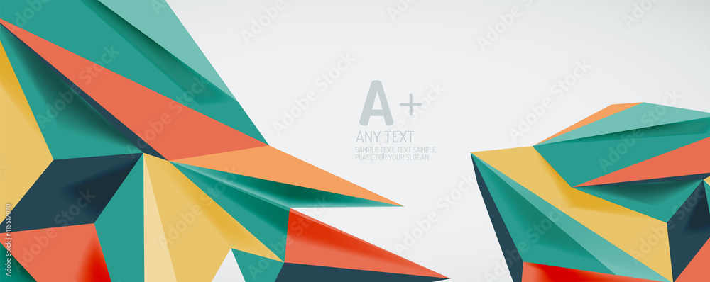 Leinwandbilder vector triangle geometric backgrounds. low poly 3d shape on light backdrop. vector illustration for 