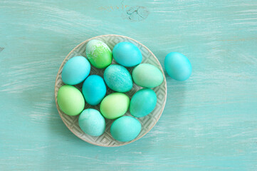 Light blue and green Easter eggs