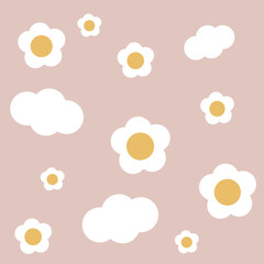 Cartoon pattern with flowers vector illustration