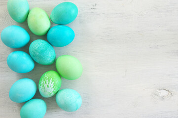 Light blue and green Easter eggs