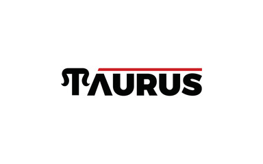 Word mark logo icon formed taurus symbol in letter T