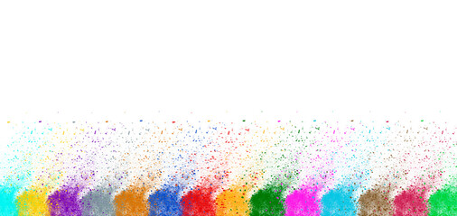 Multi-colored splash of paints. Spots and splashes of summer colors. On a white background