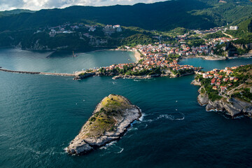 Fototapeta premium amasra is a holiday resort in Bartın province on the Black Sea coast. aerial view