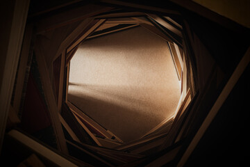 Books as Walls in Building and Shadow of Human Entering in that building. Reading, Literature,...