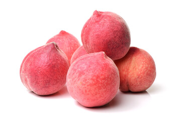 ripe red peach on white background