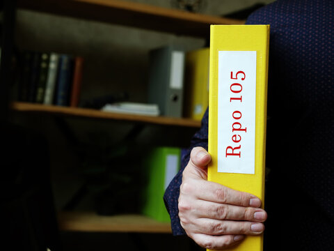 Conceptual photo about Repo 105 with handwritten text.