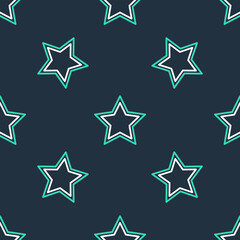 Line Star icon isolated seamless pattern on black background. Favorite, best rating, award symbol. Vector.