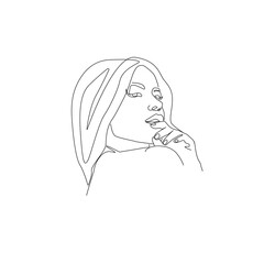 Woman Face Continuous One Line Vector Drawing. Style Template with Abstract Female Face. Modern Minimalist Simple Linear Style. Beauty Fashion Design