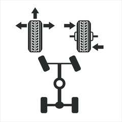 illsutration of spooring and balancing on car wheels.