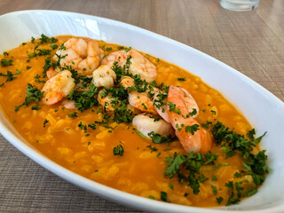 delicious shrimp risotto gourmet plate 