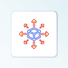 Line Distribution icon isolated on white background. Content distribution concept. Colorful outline concept. Vector.