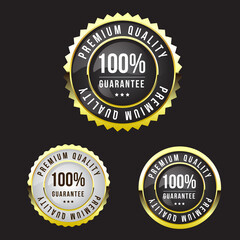 Set of premium quality guarantee golden and silver labels and emblem badges