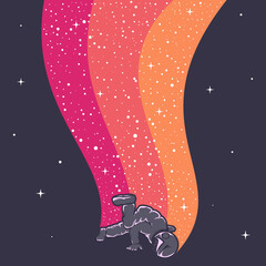Astronauts having fun beautiful design illustration with Warm colors