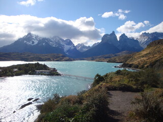 Fototapeta na wymiar Lago Pehoe en Parque nacional Torres del Paine, Chile
