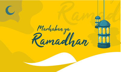ramadhan kareem islamic banner design. Ramadan Kareem vector card with 3d golden metal crescent, hanging stars, dome, crescent moon, Lantern Arabic style arch with traditional pattern.