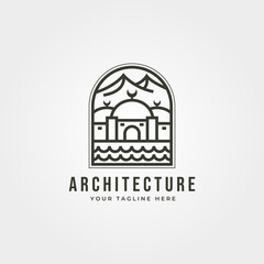 islamic landscape icon line logo vector symbol minimalist illustration design