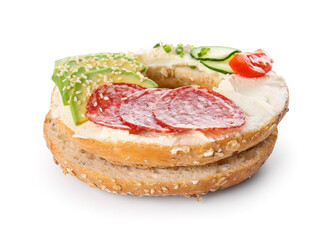 Tasty sandwich on white background