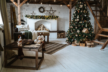 The interior is near the stairs. Stove