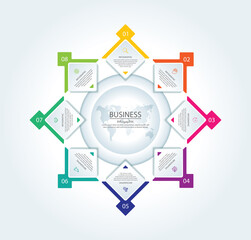 Presentation business infographic template colorful with 8 step
