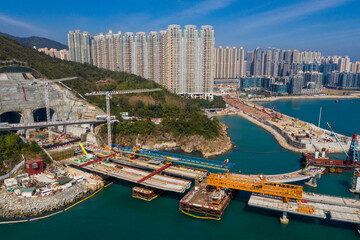 Cross harbor highway under construction
