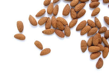almonds isolated on white