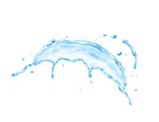 3d realistic water splash set on blank background with isolated images of droplets and fluid flows vector illustration