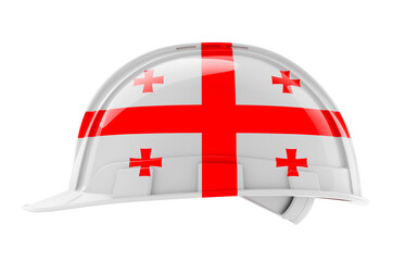 Hard hat with Georgian flag, 3D rendering