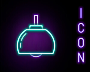 Obraz premium Glowing neon line Chandelier icon isolated on black background. Colorful outline concept. Vector.