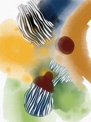  Minimalist hand paint abstract art background with watercolor spot. Brush painting is a textural decoration with an artistic acrylic design of a poster, banner, or interior painting.