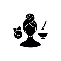 Blueberry face mask glyph icon. Organic blueberry cosmetic production, spa procedures. Facial beauty treatment. Natural skincare concept.Filled flat sign. Isolated silhouette vector illustration
