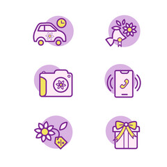 Icons for the store and for the site of floristry. line style. Vector icons set.