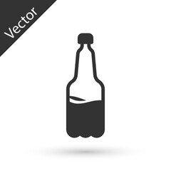 Grey Plastic beer bottle icon isolated on white background. Vector.