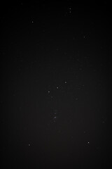 Fototapeta na wymiar Constellation Orion on a clear night. In the Northern Hemisphere, the constellation is visible in the southern sky in winter and resembles an hourglass.