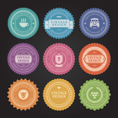 Stickers with shabby vintage vector labels set