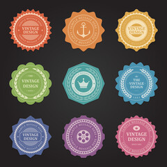 Stickers with shabby vintage vector labels set