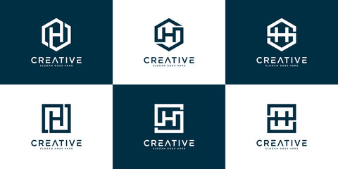 Set of initial H abstract logo vector template