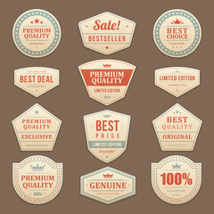Vintage sale advertising vector labels and stickers set