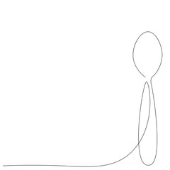 Spoon silhouette line drawing, vector illustration